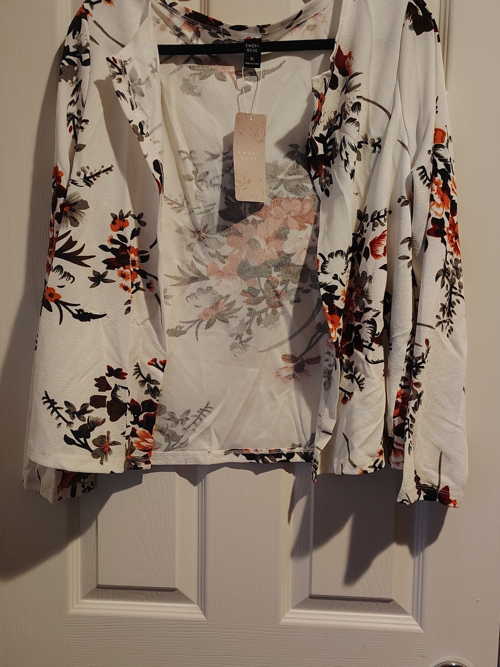 Emory Park White Floral Open-Front Cardigan
